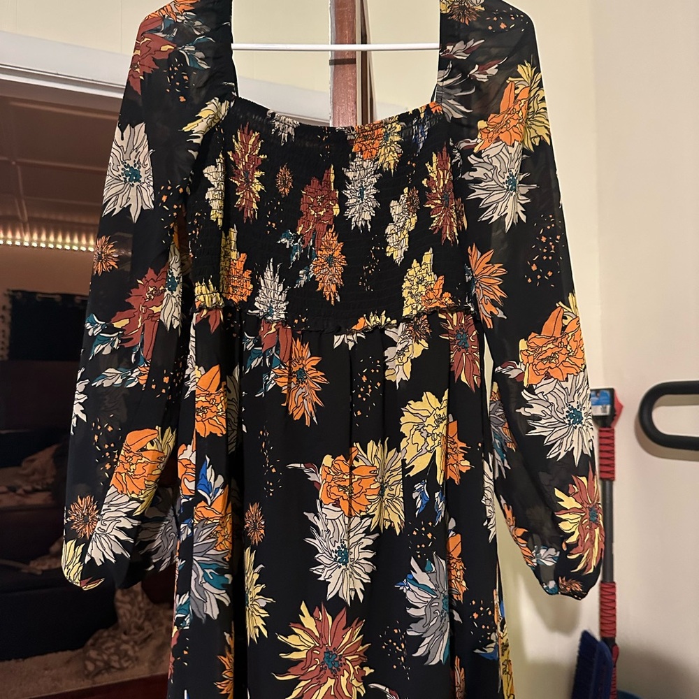 Floral Black Dress